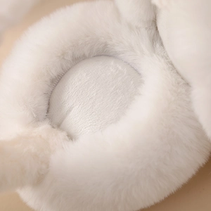 Cute cartoon panda plush ear muffs with soft white faux fur and foldable warm design