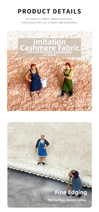 Detailed view of soft faux cashmere texture and fine stitching on a pink puppy rug