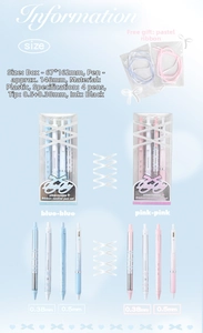 Detail of four aesthetic gel pens in cream colors with elegant ribbon decorations