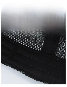 Detail of the widened sweatband and breathable mesh fabric on the camouflage sun hat