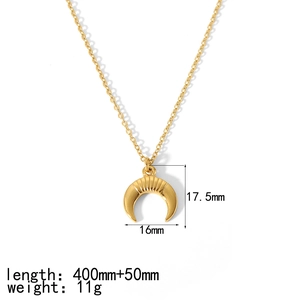 French vintage 18K gold plated stainless steel sun square pendant necklace for women