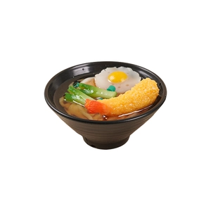 7cm artificial udon noodle bowl with tempura shrimp and egg for food photography props