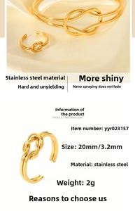 Detailansicht der Ring-Spezifikationen und Merkmale des Edelstahlmaterials in Gold