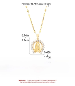 Size chart showing cross necklace dimensions 40+5cm and alloy material details