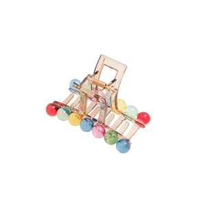 Chic acrylic hair claw clip with colorful beads and transparent light brown finish