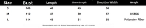 Detailed size chart for women knit cardigan showing bust, length, and sleeve measurements