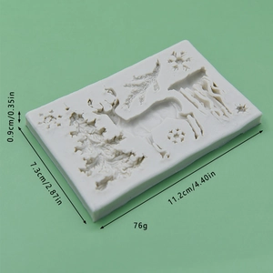 Christmas tree and reindeer silicone mold for DIY baking and crafts with size markers