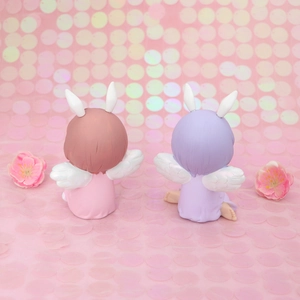 Sweet pink and purple angel dolls with wings for cake decoration and desk display