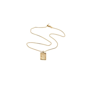Collier plaqué or dieu du soleil avec pendentif Statue de la Liberté sur fond blanc épuré
