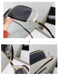 Detail showing soft silicone nose pads and sturdy metal hinges on gold sun glasses