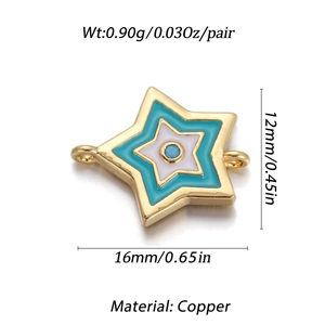 Macro view of gold-plated copper star connector with blue enamel for DIY jewelry