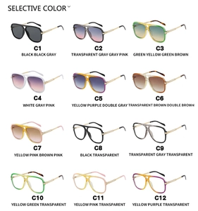 Selection of 12 color variants for stylish square double-bridge sunglasses