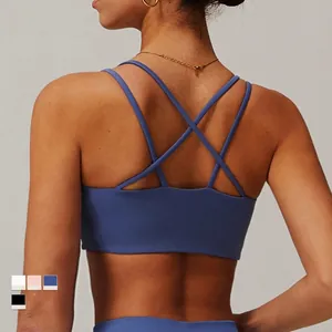 Brassière de sport bleu roi avec dos croisé pour le yoga et le fitness en extérieur