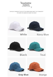Collage of distressed washed baseball caps in six colors showing retro vintage outdoor style