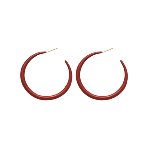 Elegant retro red oil-drop hoop earrings with gold needles for women in minimalist style