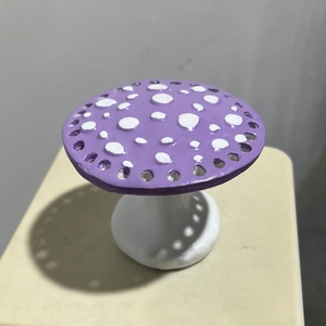 Purple and white mushroom resin jewelry display stand for organizing rings and earrings
