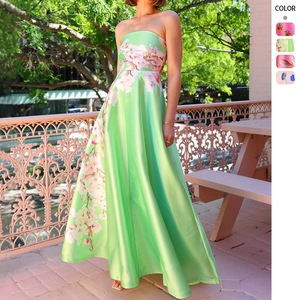Tube Top Abendkleid Satin Blumendruck Hohe Taille Maxi Kleid Elegant Sexy Ärmellos Party Urlaub Für Frauen