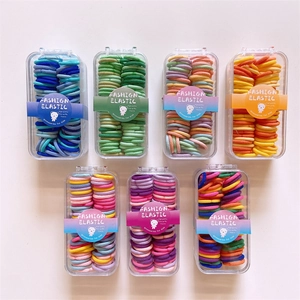 60pcs colorful elastic hair ties in transparent storage boxes for girls and kids