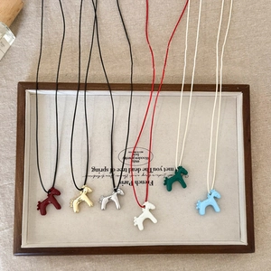 Chic 3D horse-shaped necklace pendants in six assorted colors with matching cord strings