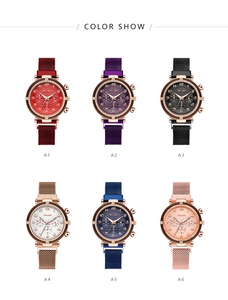 Six montres quartz pour femme élégantes avec bracelets magnétiques en maille milanaise