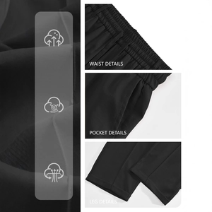Pantaloni casual neri da uomo con vita elastica, dettagli delle tasche e tessuto traspirante