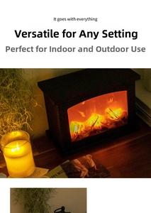 Desktop electric fireplace lamp with warm realistic LED flame effect for home decor