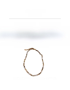 Detail showing freshwater pearls, agate beads, and copper material specs for this necklace