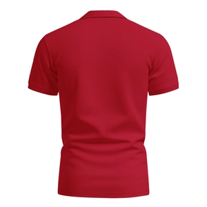 Detailed back view of men's quick-dry polo shirt showing breathable piqué fabric texture