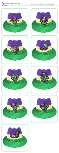 Détail de chapeaux à paillettes Mardi Gras avec broderies fleur de lys et masques