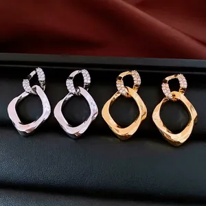 Geometrisch Gedrehte Ohrringe Mit 925 Sterling Silver Earring Post Kupfer Zirkon Unregelmäßige Diamant Damen Mode Schmuck