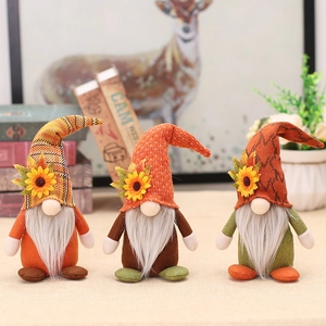 Autumn Harvest Gnome Plush With Sunflower And Maple Leaf For Thanksgiving Decoration Faceless Handmade Doll Home Decor