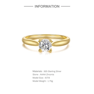 Detail view of 925 sterling silver ring featuring AAAA zirconia in 4-prong setting