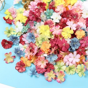 Vibrant mixed color silk plum blossom heads for DIY hair accessories and floral crafts
