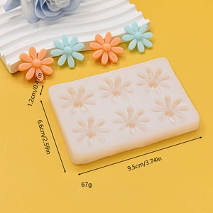 6-cavity daisy flower silicone mold for DIY resin crafts and chocolate decorations