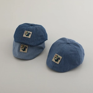 Berretto In Denim Per Bambini Toppa Dinosauro Cartone Animato Regolabile Cappello Piatto In Cotone Protezione Solare