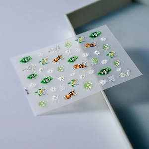 5D daisy flower and cute corgi dog nail art stickers for manicure decorations