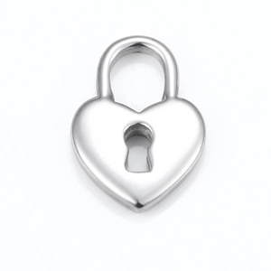 Polished silver heart-shaped padlock pendant made of high-quality stainless steel