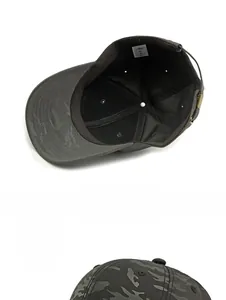 Vista detallada del interior de la gorra camuflaje y la hebilla metálica ajustable