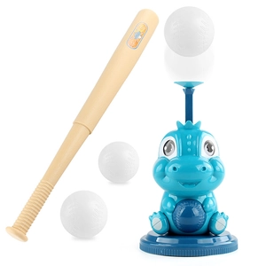 Kids dinosaur baseball launcher set with automatic base and lightweight plastic bat