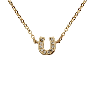 Minimalist S925 sterling silver 14K gold plated horseshoe necklace with small round diamonds