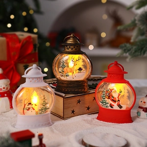 Lanterne LED natalizie decorative con pupazzo di neve, renna e Babbo Natale
