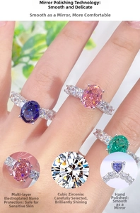 Detailed macro view showing cubic zirconia ring craftsmanship and nano-plating finish