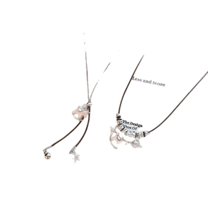 New Chinese style wooden pony pendant necklace with retro silver star and dog charms