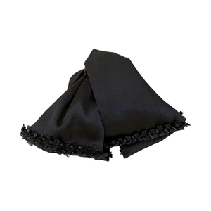 Elegant black fabric crystal bow hair claw clip with beaded edges for women