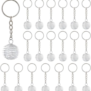 Creative Alloy Spiral Cage Keychain Hollow Out Lantern Ball Pendant For DIY Jewelry Making Accessories Silver Color Keyring