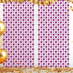 Purple bow and star foil fringe curtain for festive party wall background decoration