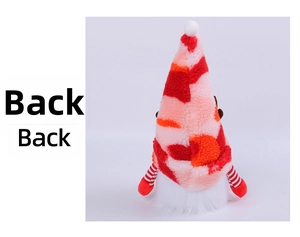 Back view of the Christmas gnome doll showing plush textures and colorful cone hat