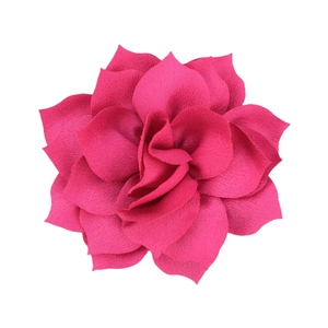 Macro detail of multi-layered 8cm rose pink fabric lotus flower for DIY hair accessories