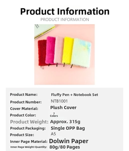 Dettagli del set quaderno A5 in peluche con carta Daolin 80g e morbida copertina