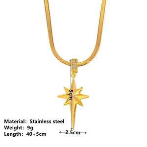 Collier en acier inoxydable doré avec pendentif étoile du nord et oxydes de zirconium